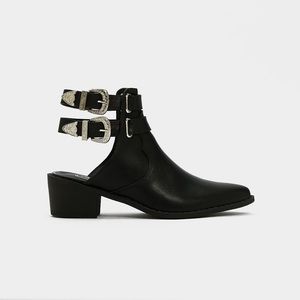 Backless Faux Leather Western Boot